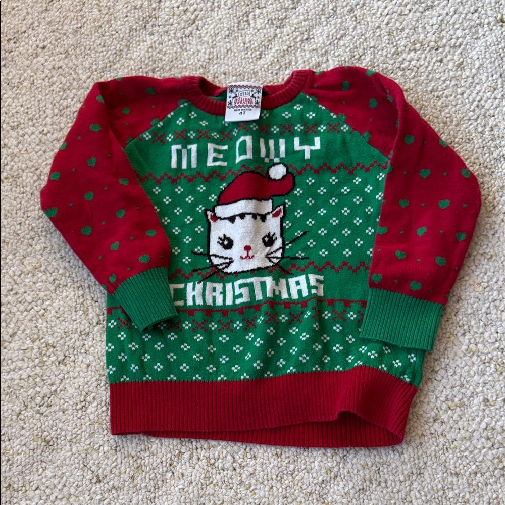 Kids holiday cat sweater sz 4T